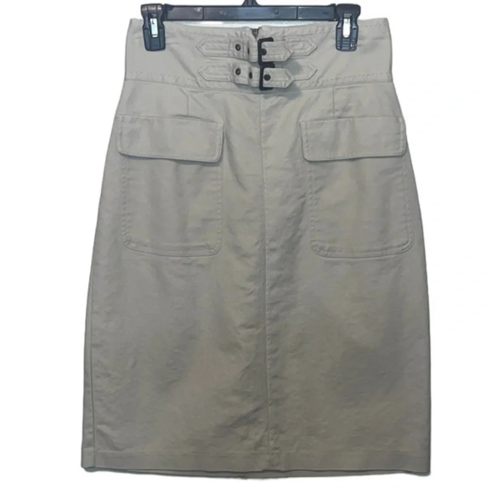 WORTHINGTON mid length tan skirt back zipper womens size 6 cotton/spandex